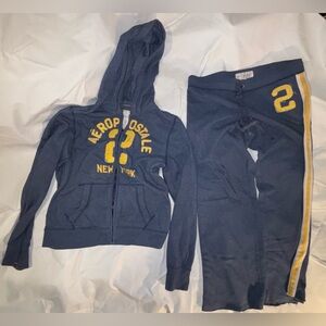 Aeropostale Womans Hoodie And Sweatpants Matching Y2K Low Rise Flare Leg , L, XL